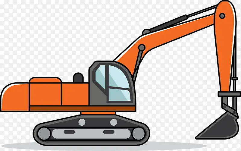 橙色大型高级挖掘机