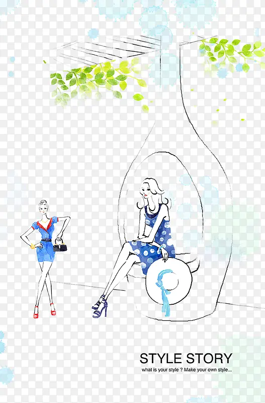 清新手绘风格时尚插画海报PNG图片素材下载_图片编号ykpzbgaa-免抠素材网