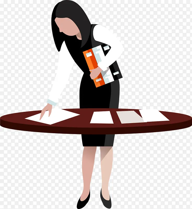 整理资料的女人插画