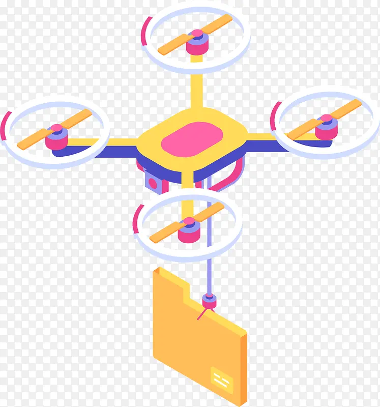 2.5D无人机送货商务科技立体插画
