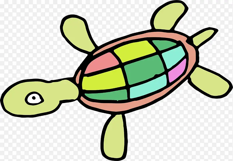 手绘卡通彩色乌龟