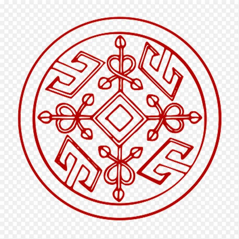 圆形中国红边框