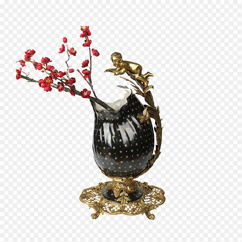 软装家居饰品陶瓷工艺品黑色花瓶