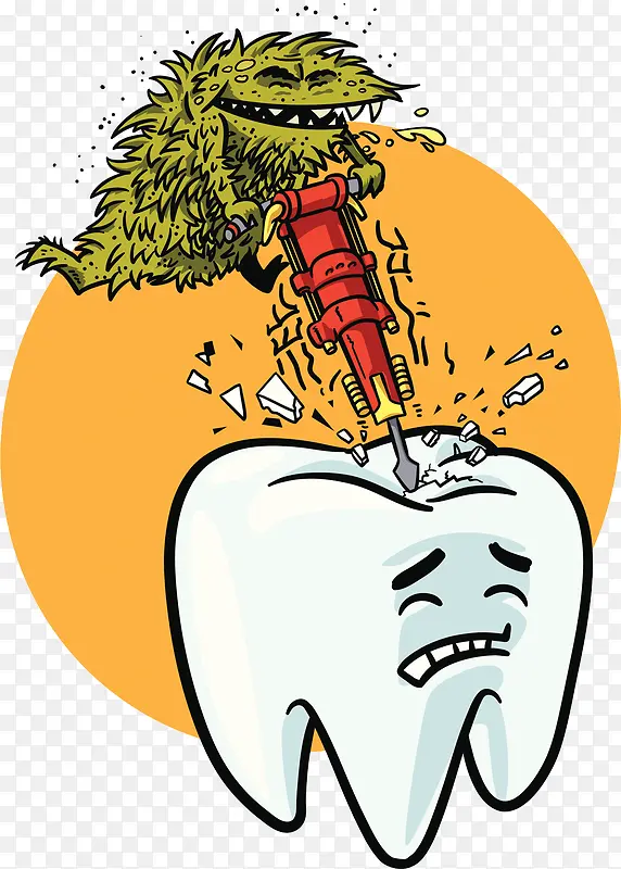 细菌感染牙疼插画