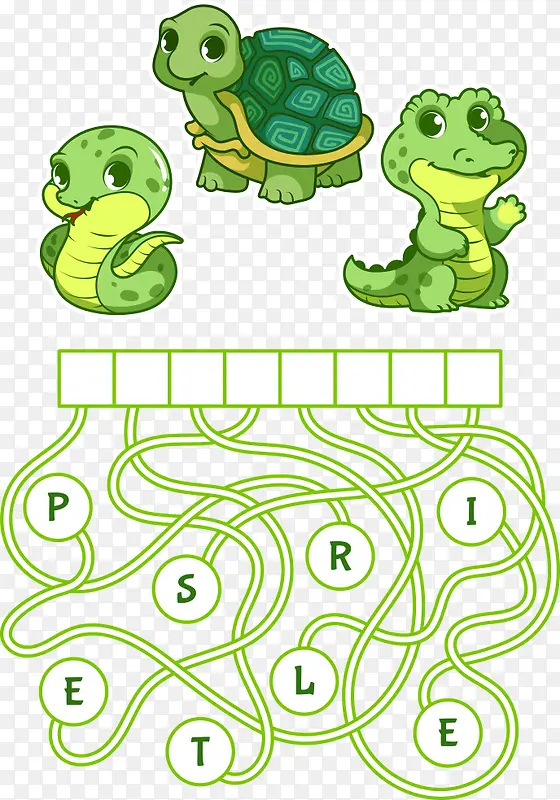 矢量绿色乌龟恐龙迷宫