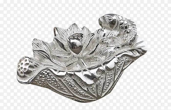 荷花鲤鱼图案吊坠