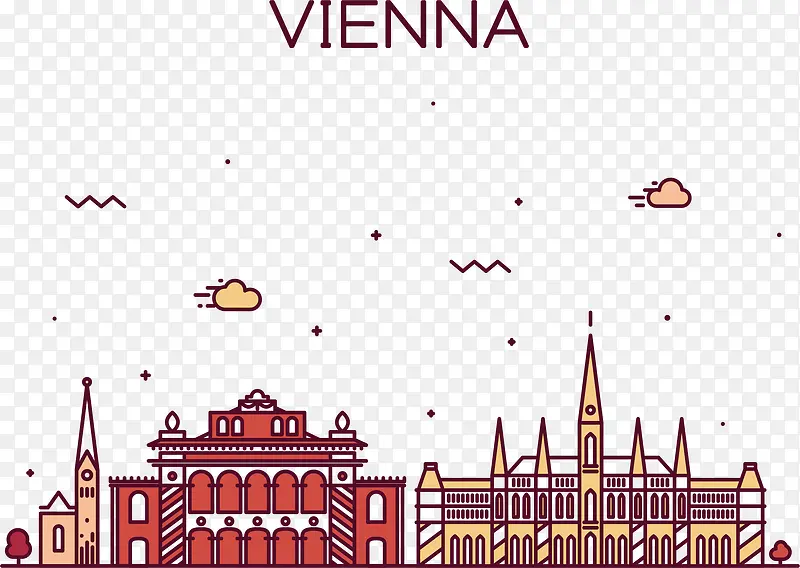 维也纳街景矢量图