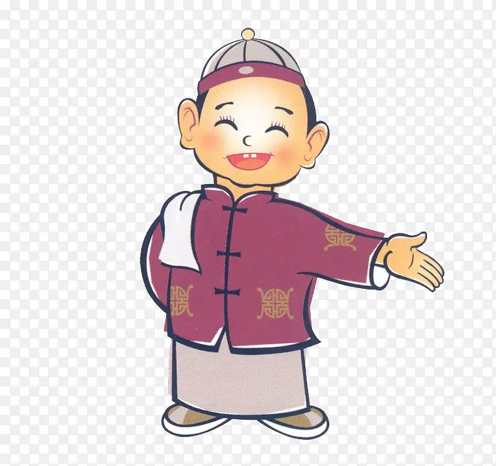 邀请客人的可爱店小二