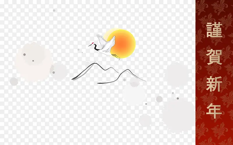 淡雅仙鹤太阳