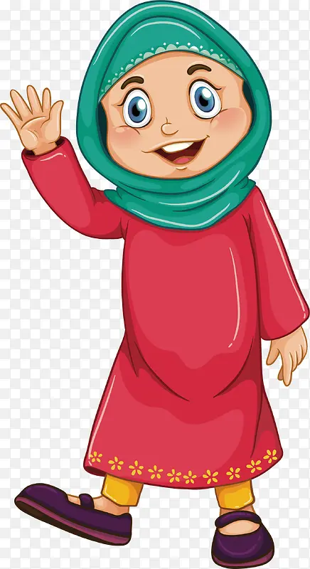 红色长袍的伊斯兰妇女