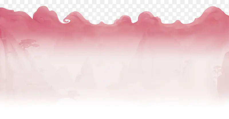 红色清新高山云海边框纹理