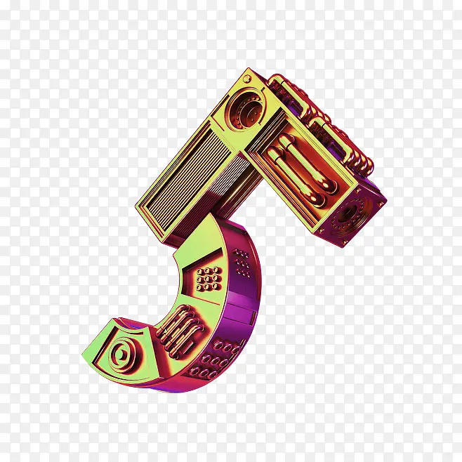 金色科幻5字艺术字