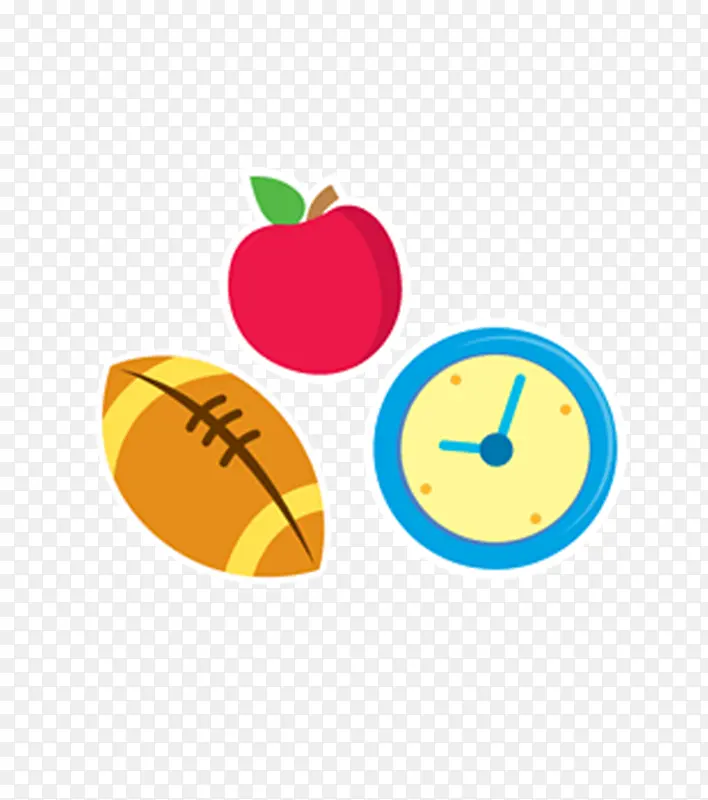 手绘苹果橄榄球 钟表