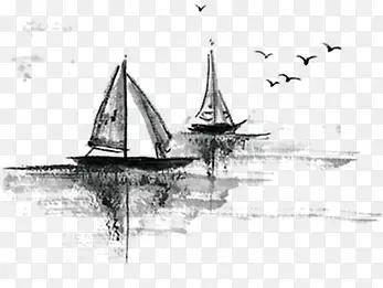 水墨画帆船茶叶绿叶包装设计