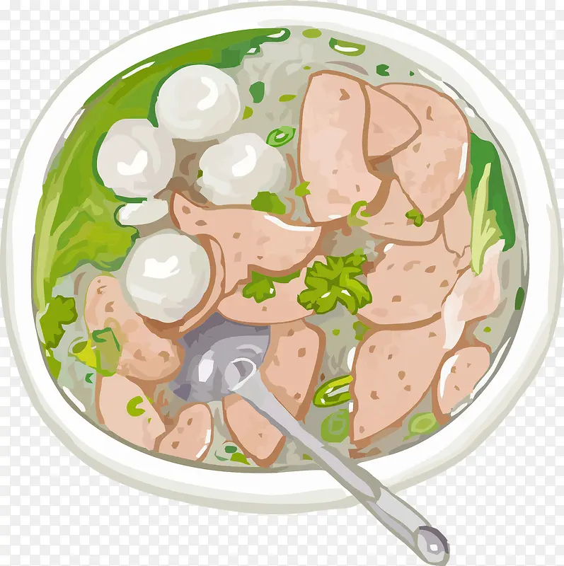 丸子肉片青菜汤