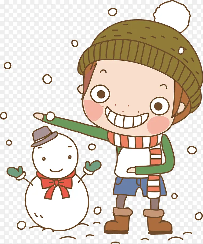 雪人雪球人物插画