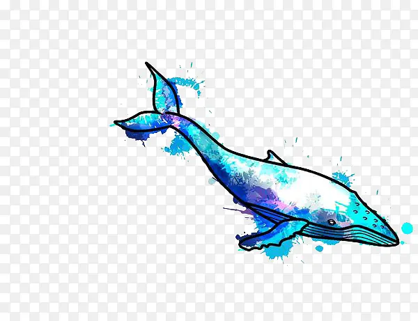 手绘水彩鲸鱼