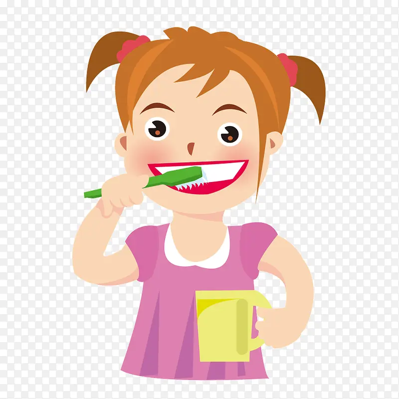 欧美女生小孩刷牙