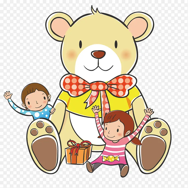 熊玩偶和小孩