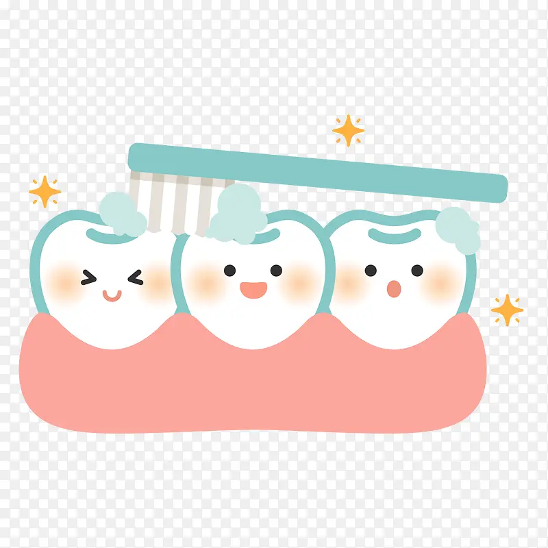 三个可爱牙齿矢量免抠图