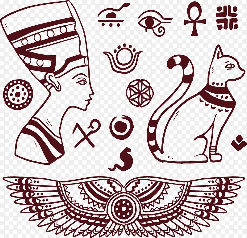 矢量手绘埃及图案