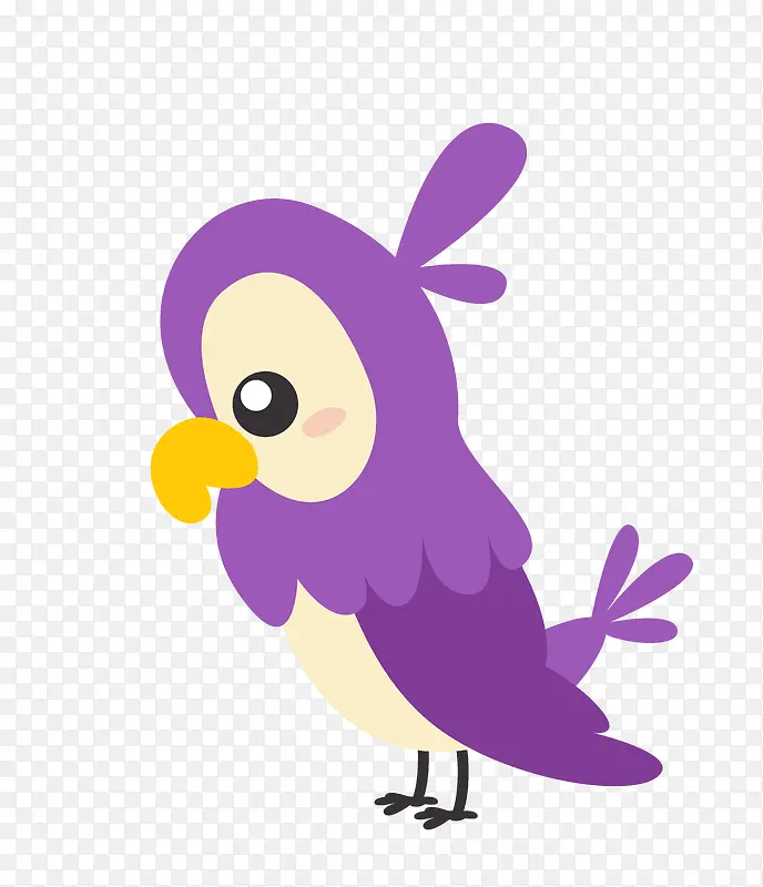 矢量卡通紫色啄木鸟素材