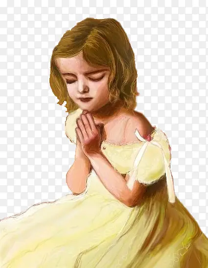 祈祷的小女孩