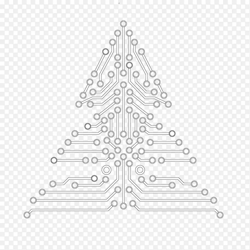 矢量圣诞树型电流线条线路