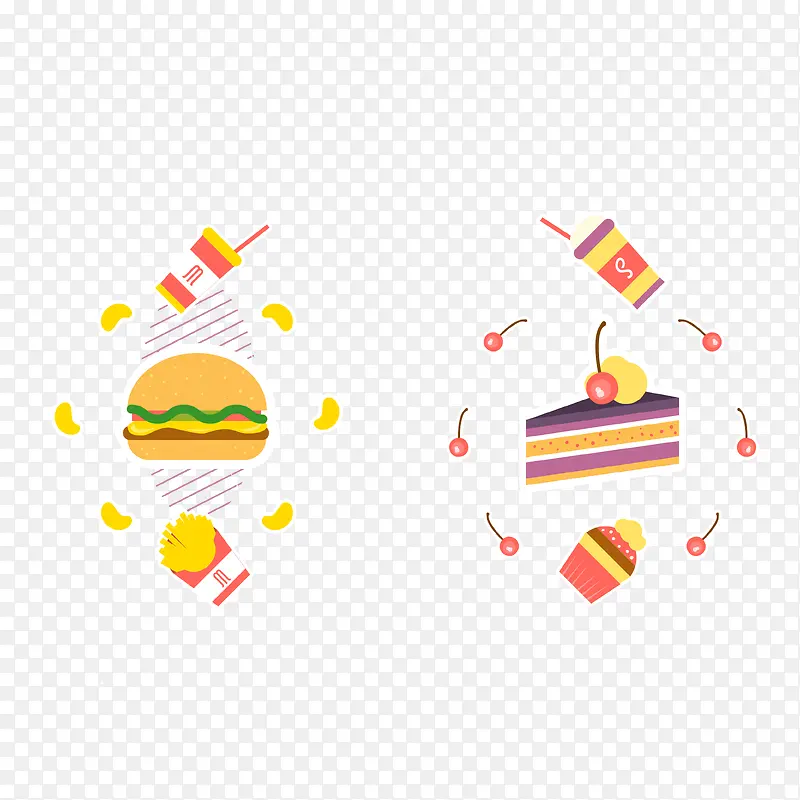 2款卡通食物标签矢量图