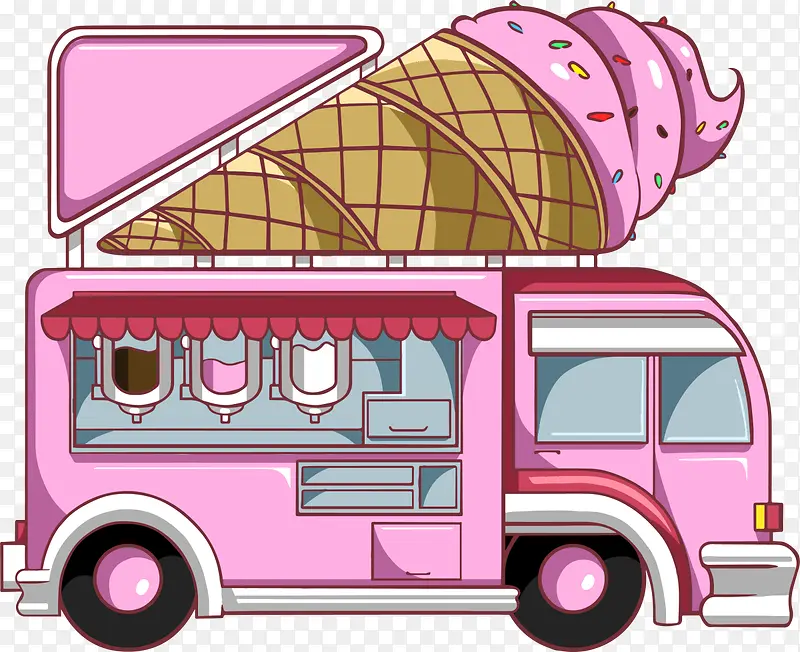 粉色立体冰淇淋车
