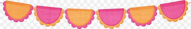粉色橘色可爱弧形小旗帜