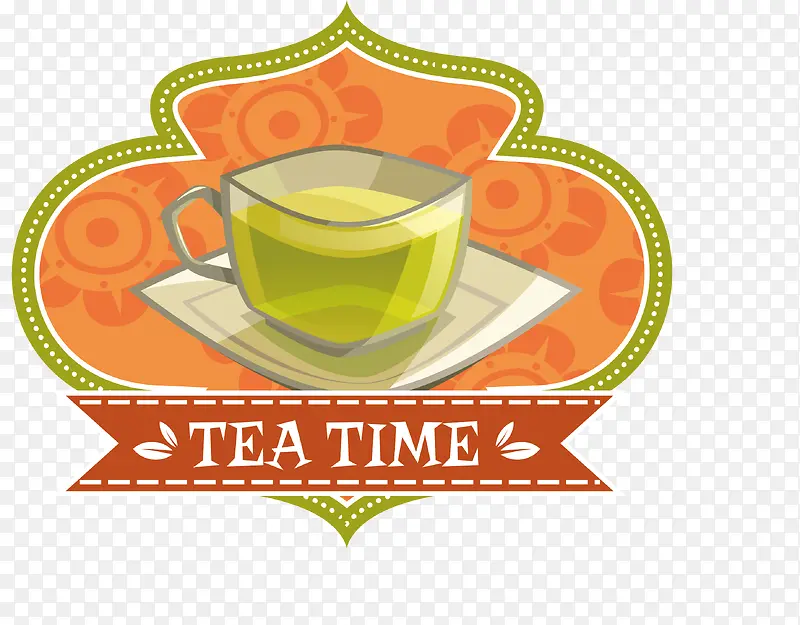 茶时间标志矢量图