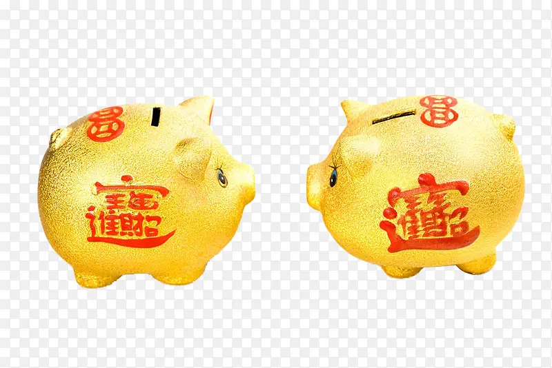 金色小猪存钱罐高清图片