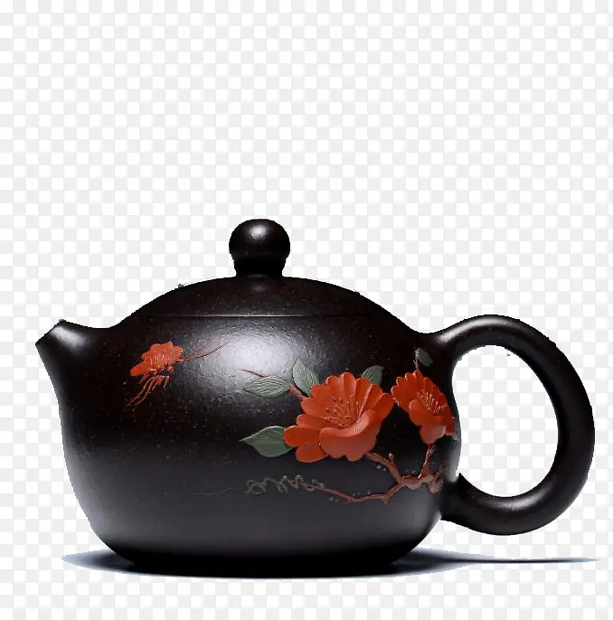 印花黑色茶壶