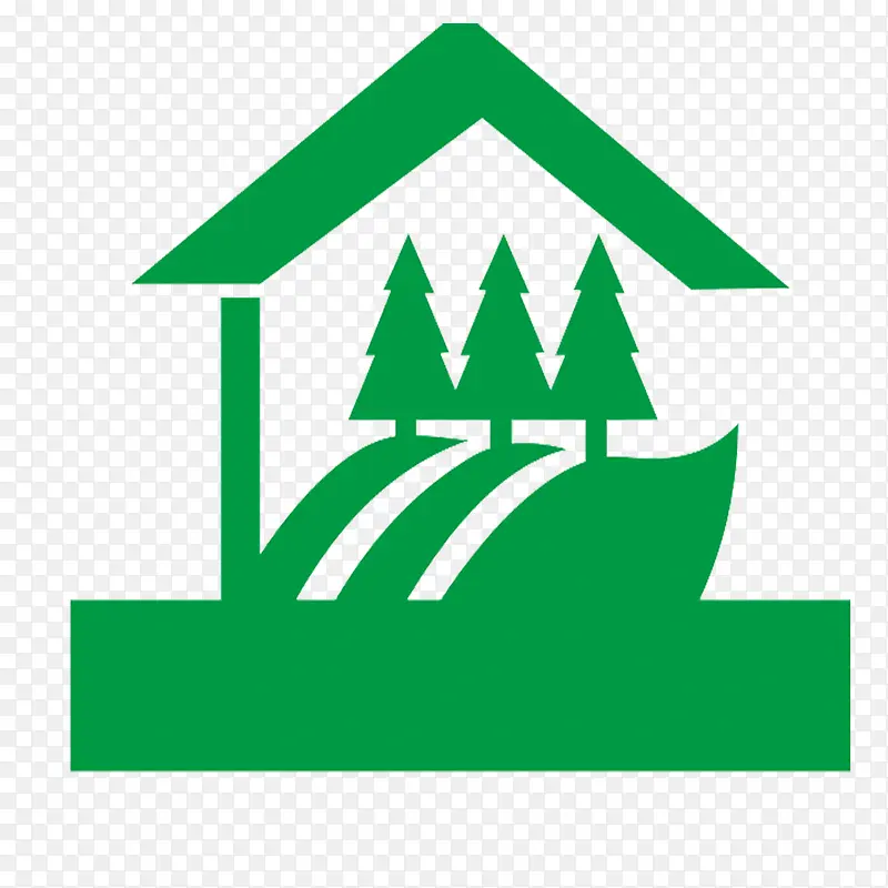 绿色简约房子松树园林logo