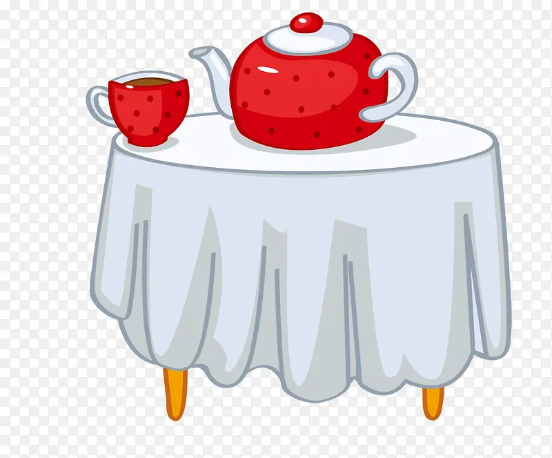 茶桌和红色的茶具