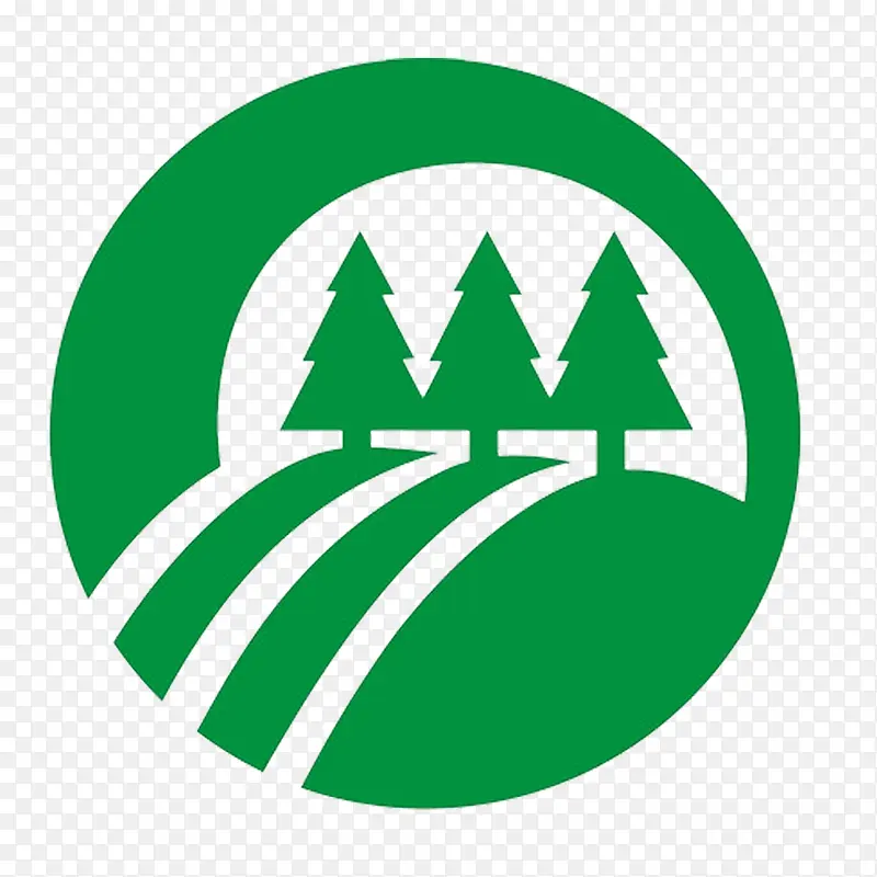 圆形绿色松树环保园林logo