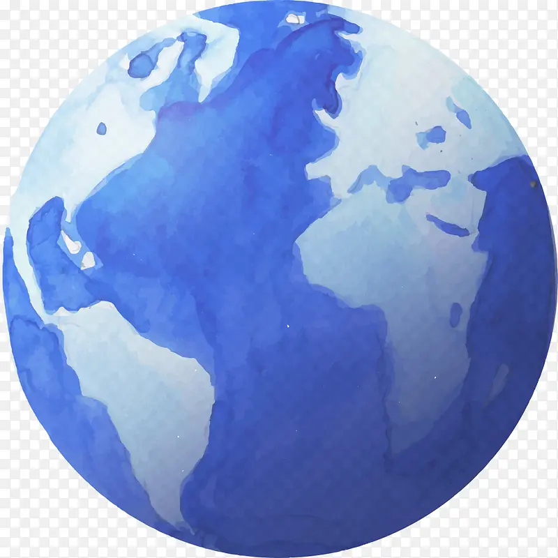 蓝色水彩手绘地球