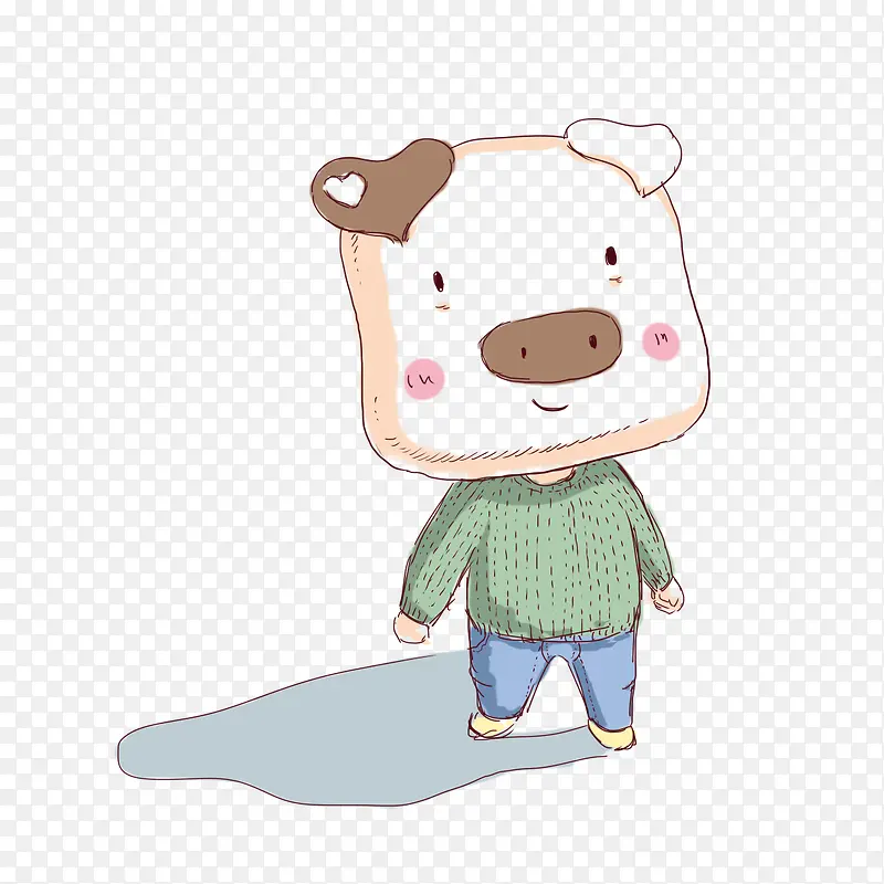 手绘小猪期望期盼插图