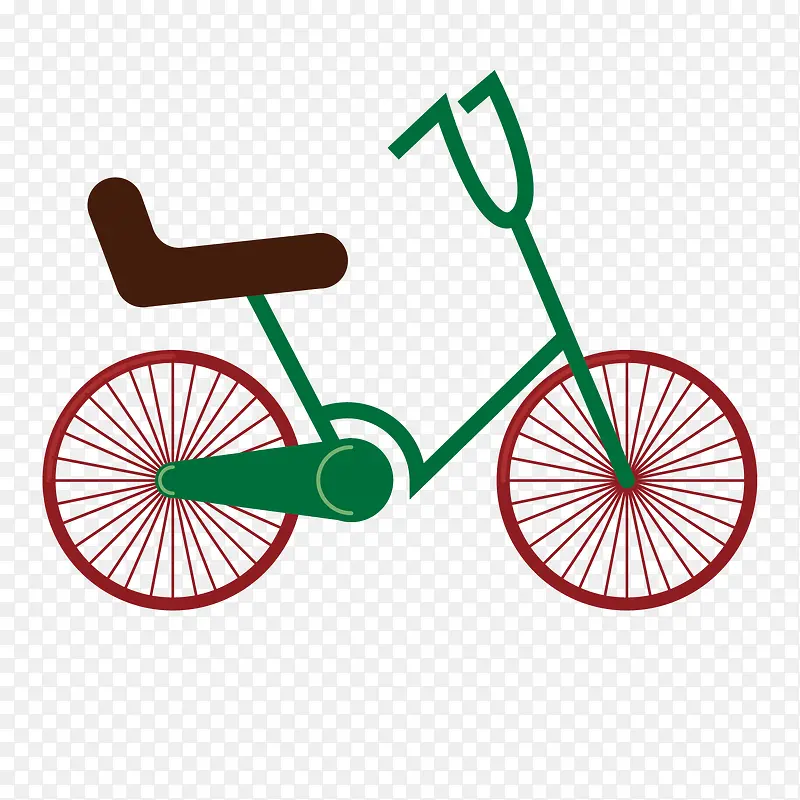 复古绿色自行车矢量插画