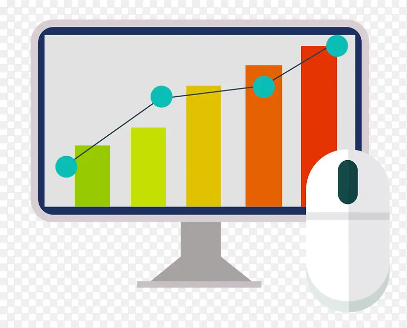 矢量扁平化台式电脑和鼠标