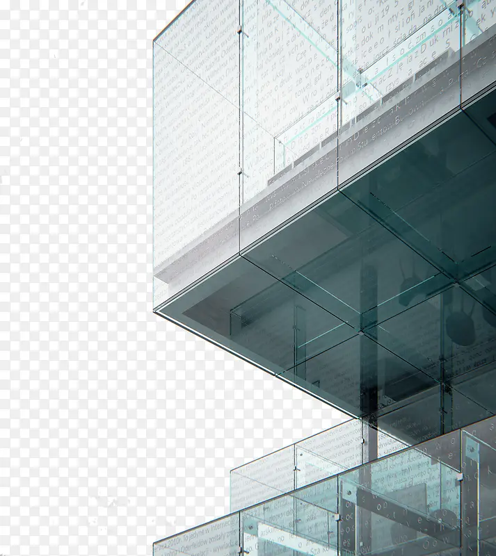 玻璃材质建筑局部透视图