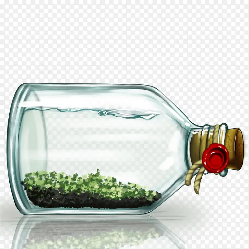 水瓶漂流瓶绿色植物