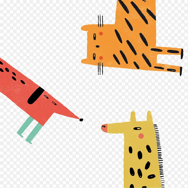 卡通可爱猫狗长颈鹿