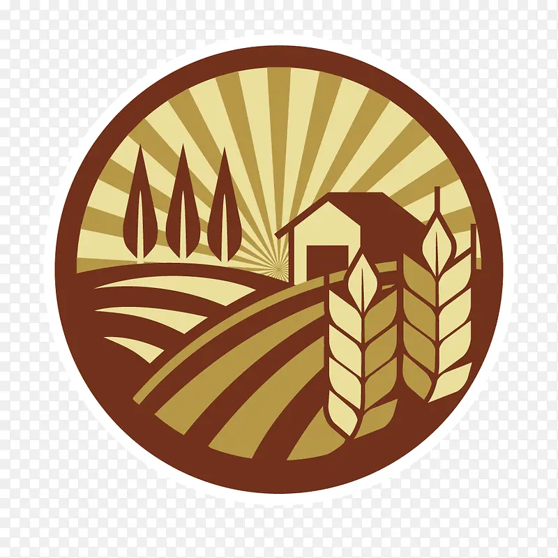 农业稻田大麦圆形logo