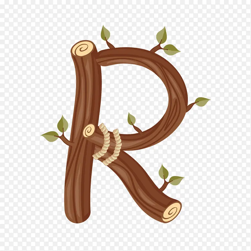 木纹创意字母R艺术字