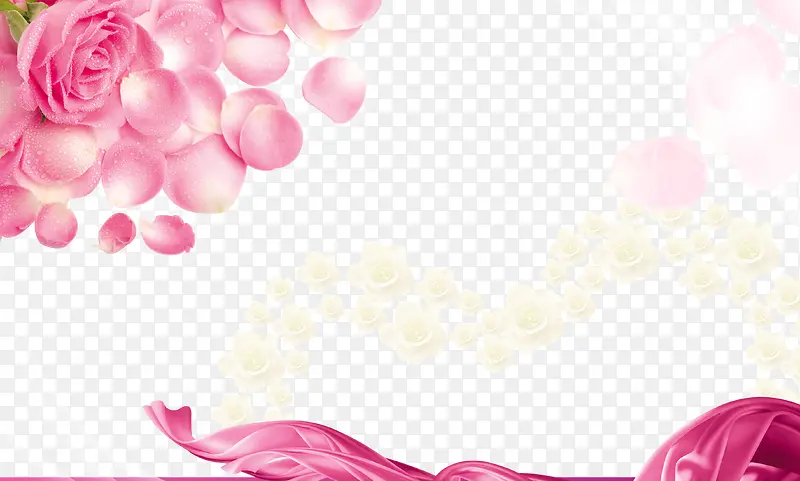 白粉色玫瑰花瓣素材背景