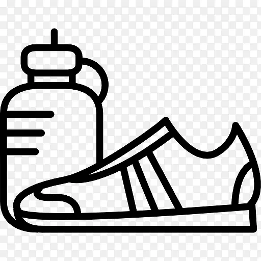 体操运动员的运动鞋和一瓶水图标