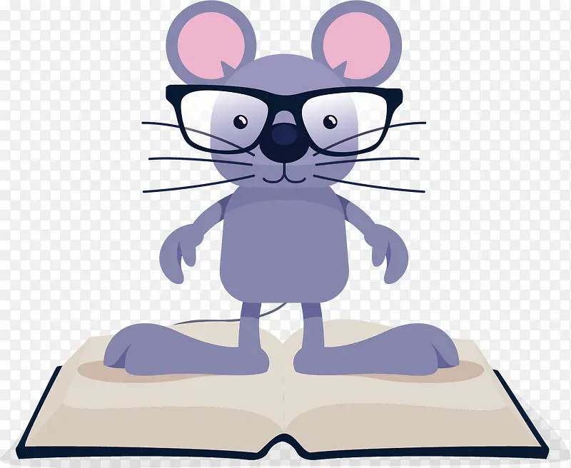 矢量图 爱学习的小老鼠