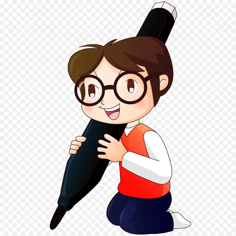 扛着笔的小女孩